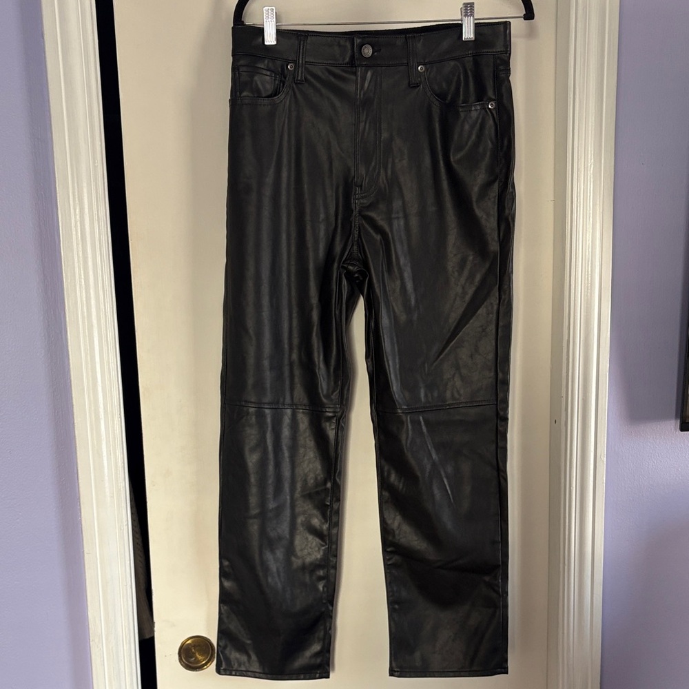 NWOT! GAP Sleek Black Straight Leg Leather Jeans